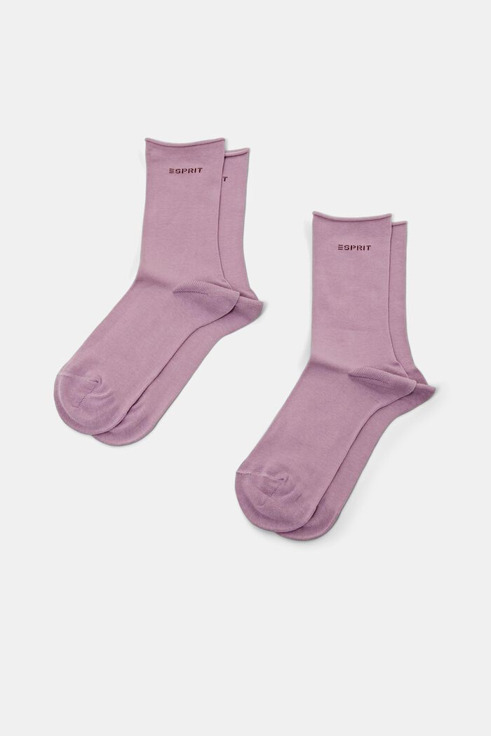 Pakke med 2 par sokker i groft strik, MAUVE, detail image number 0