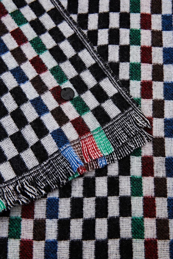 Ternet tørklæde i uld, BLACK, detail image number 1