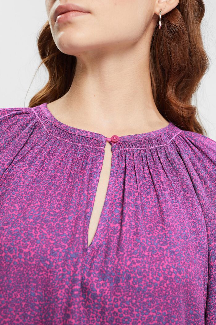 Bluse med print, LENZING™ ECOVERO™, PINK FUCHSIA, detail image number 2
