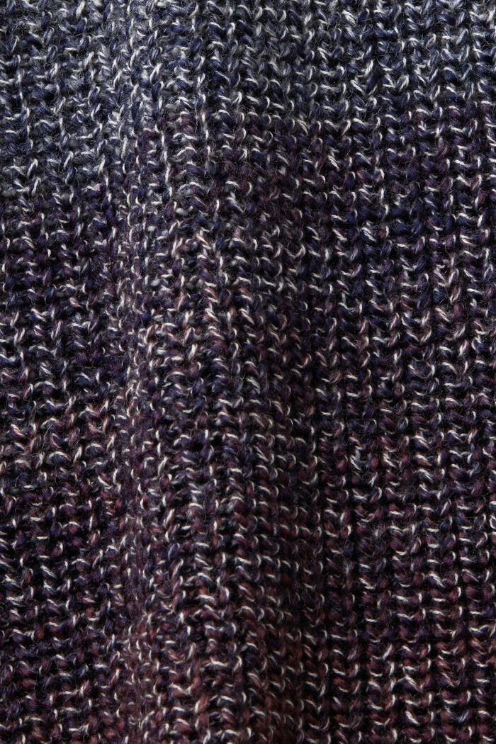 Gradueret sweater i åben strik med høj hals, AUBERGINE, detail image number 6