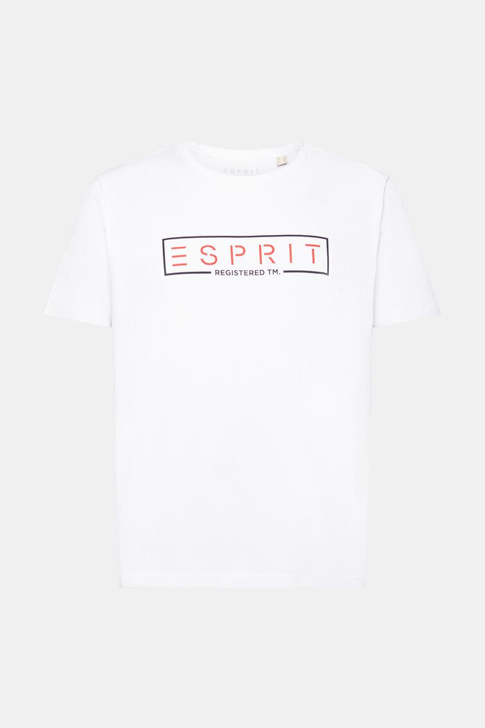 Jersey-T-shirt med logo, 100% bomuld, WHITE, detail image number 6