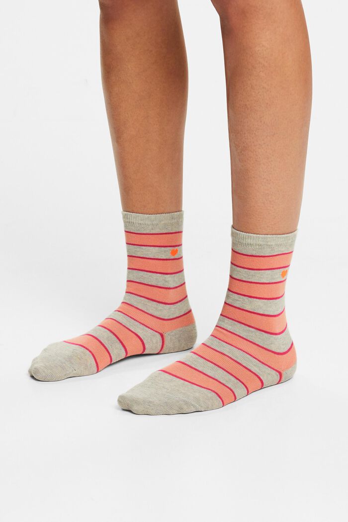 Pakke med 2 par stribede sokker, STORM GREY, detail image number 1