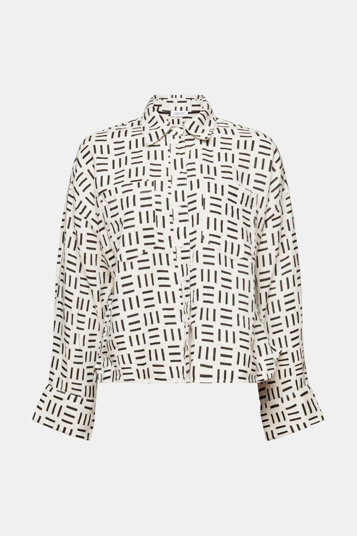 Hørskjorte med knaplukning og print, WHITE, detail image number 5