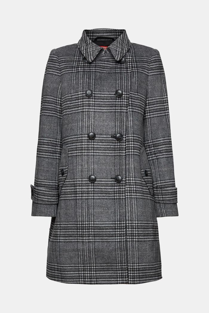 Genanvendt: Ternet frakke i uldmiks med kashmir, BLACK, detail image number 9