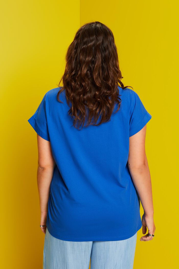 CURVY T-shirt med print foran, 100 % bomuld, BRIGHT BLUE, detail image number 3