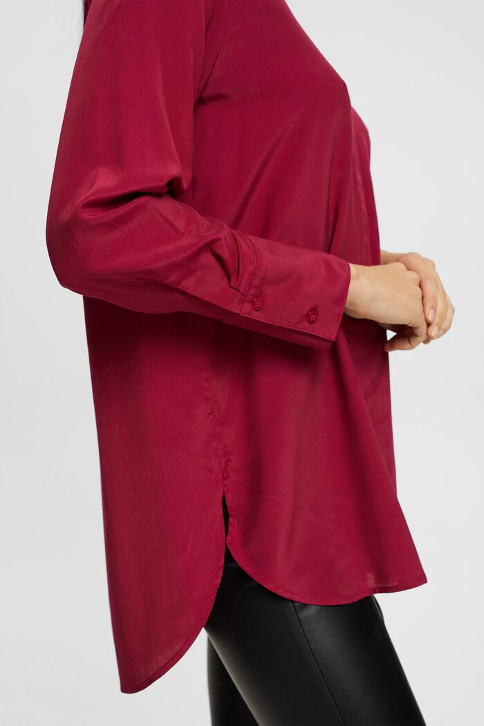 Bluse med båndkrave, CHERRY RED, detail image number 4