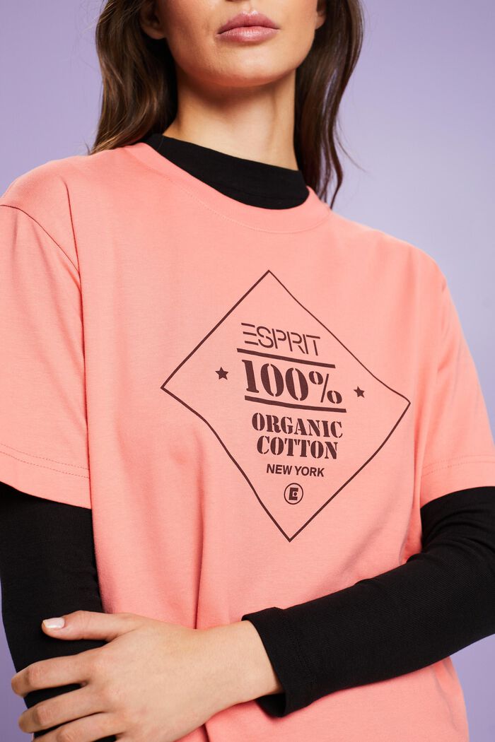 T-shirt i økologisk bomuld med print, PINK, detail image number 3