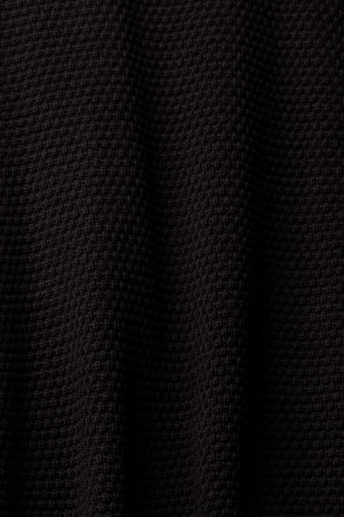 Tekstureret pullover med mock-rullekrave, bomuldsmiks, BLACK, detail image number 1