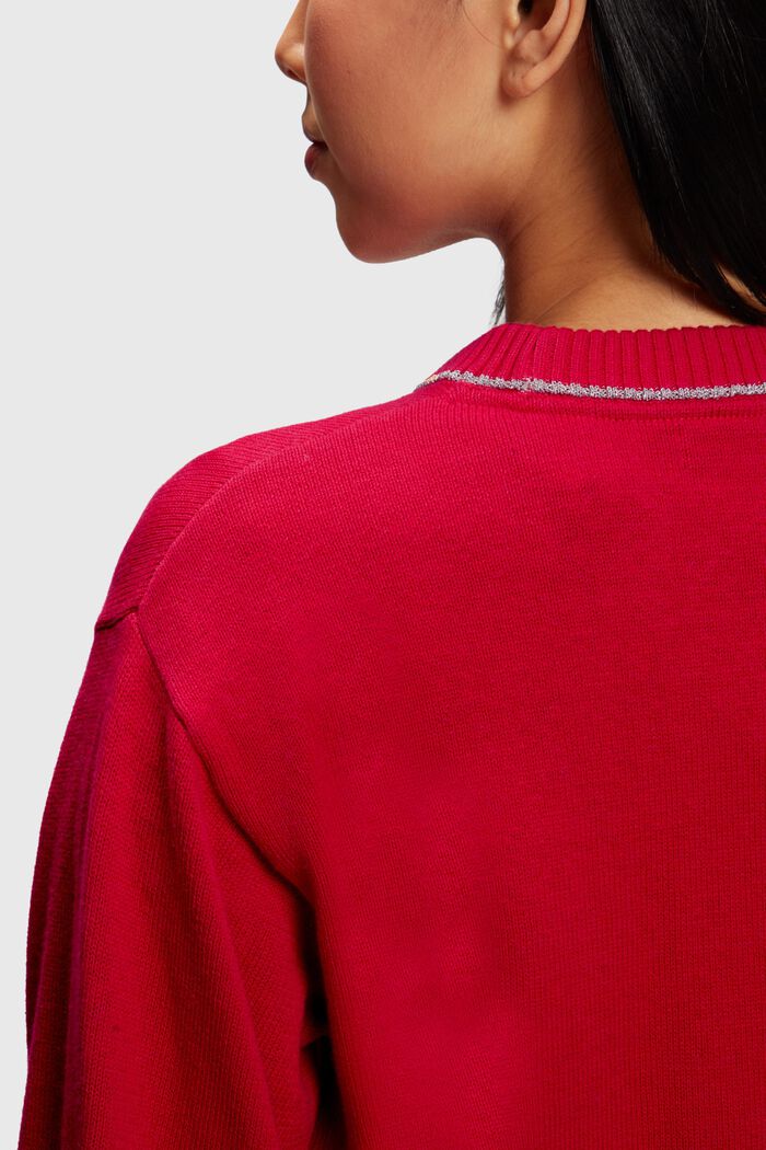 Pullover med pufærmer og kashmir, RED, detail image number 3
