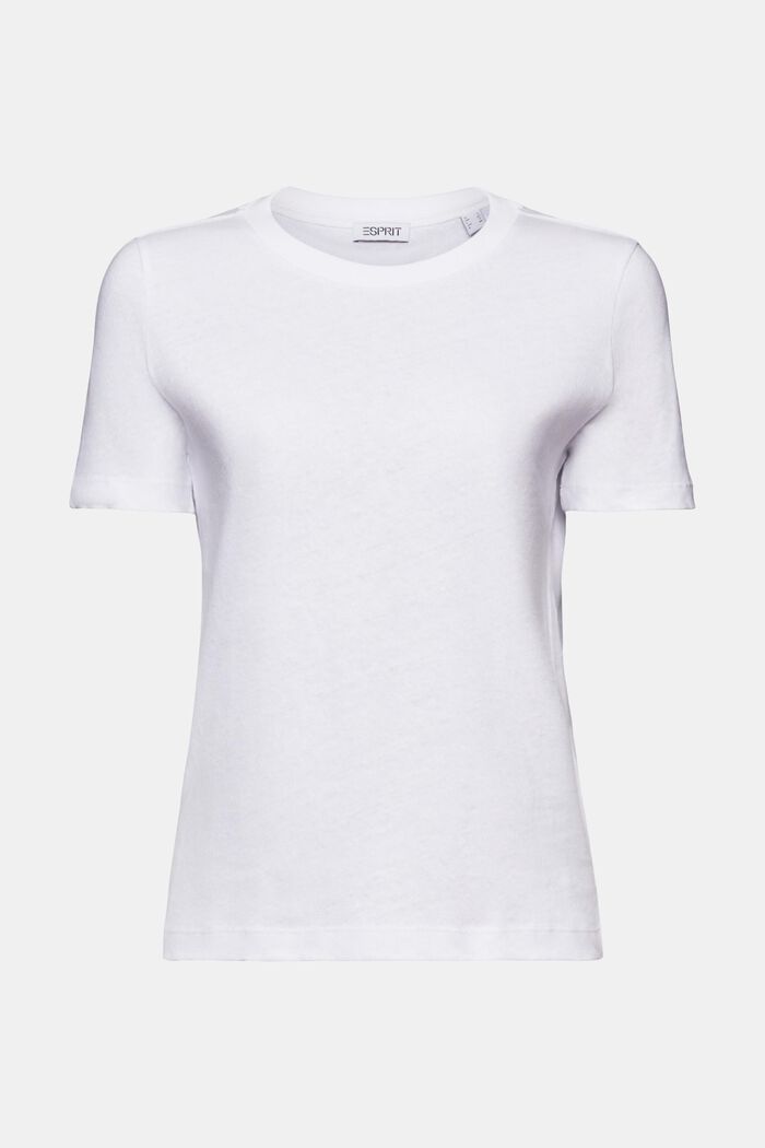 T-shirt i bomuld og hør, WHITE, detail image number 6