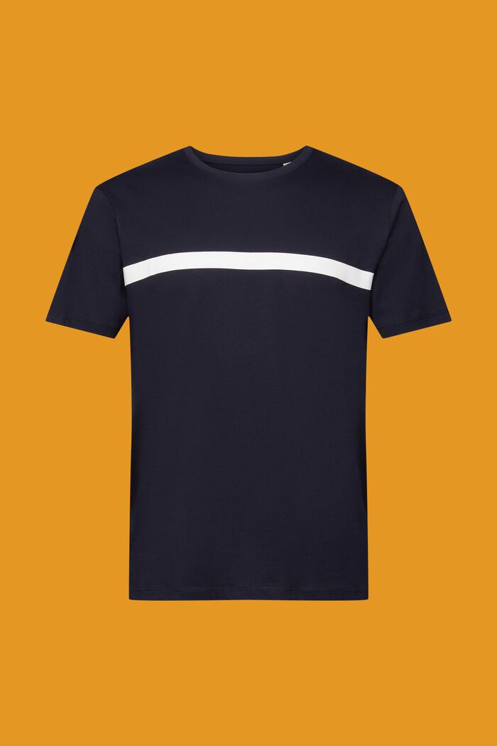 Bomulds-T-shirt med kontraststribe, NAVY, detail image number 6
