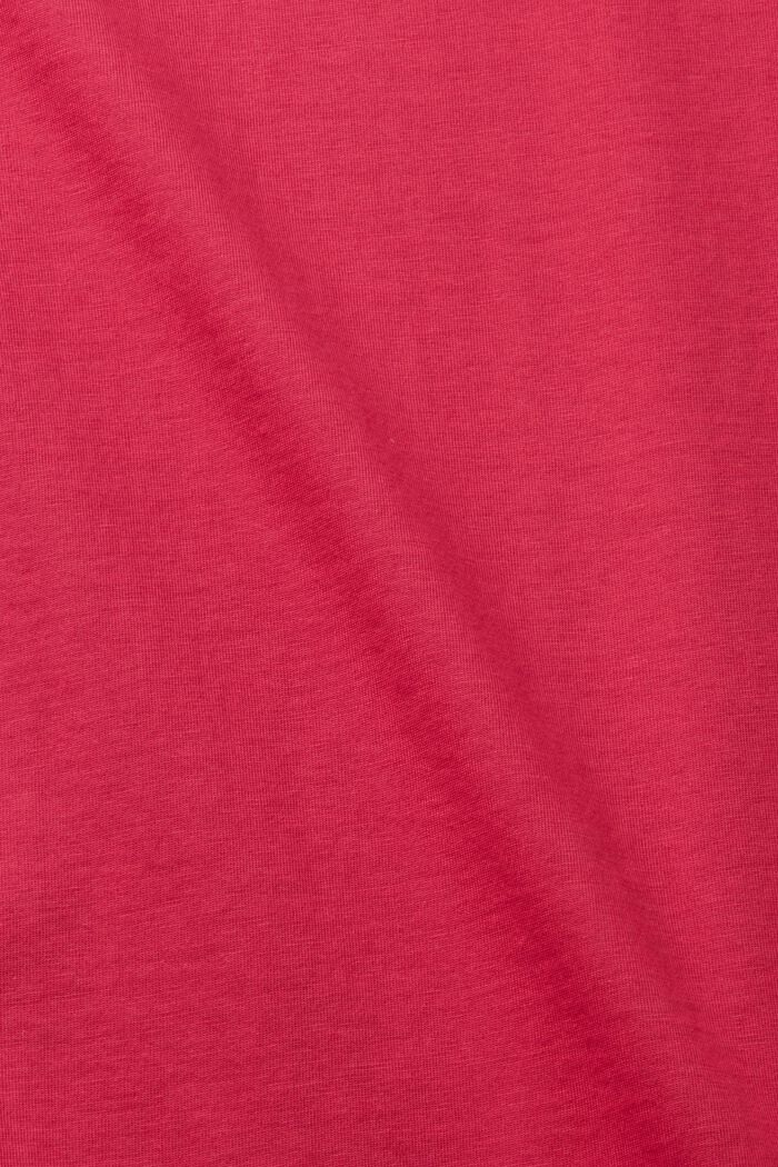 Slim fit bomulds-T-shirt med V-hals, DARK PINK, detail image number 4