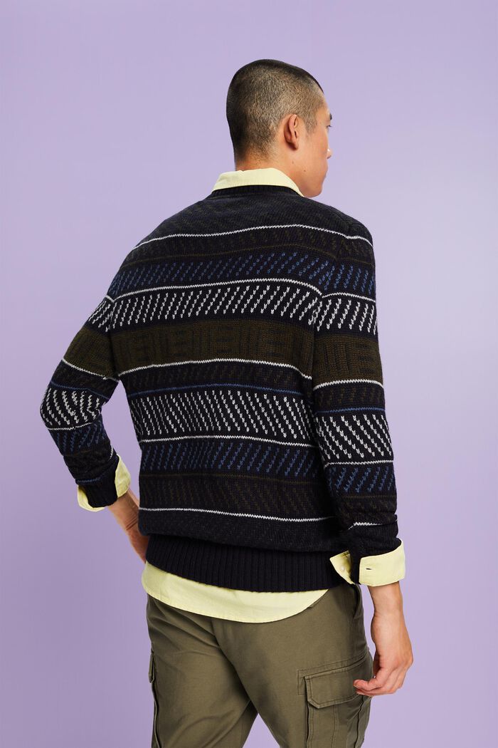 Mønstret sweater i uldmiks, NAVY, detail image number 3