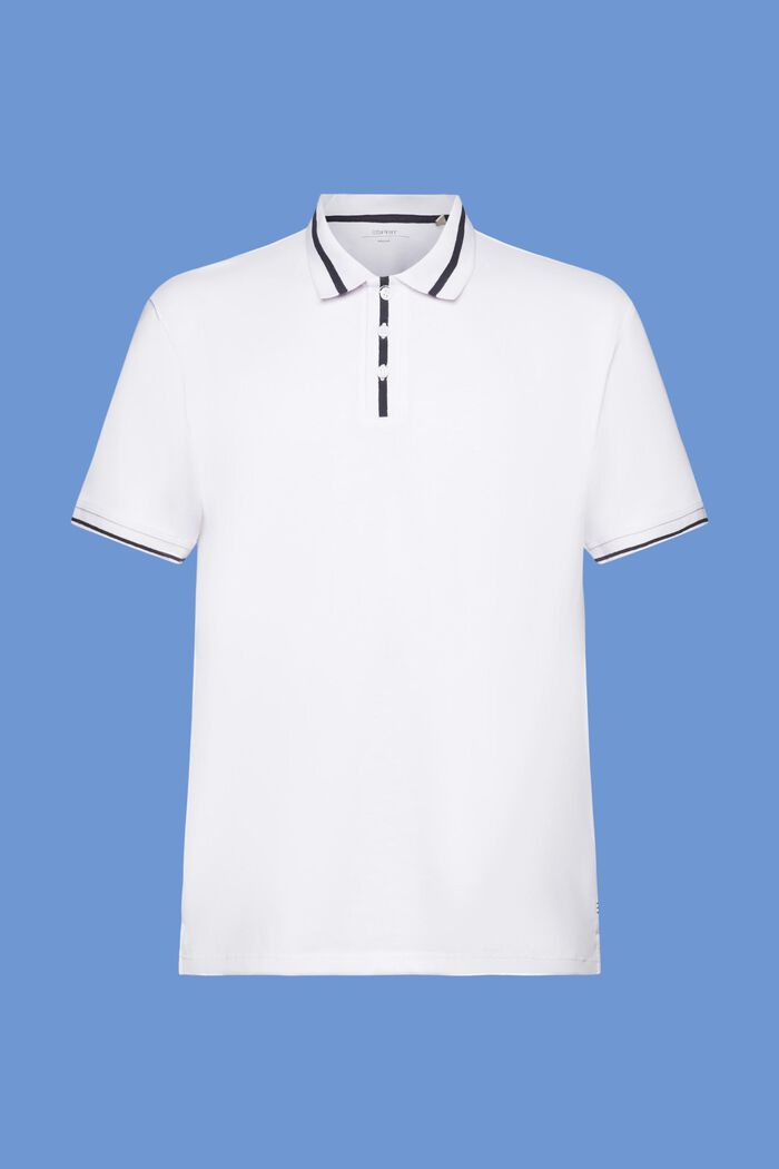 Poloshirt i jersey, bomuldsmiks, WHITE, detail image number 6