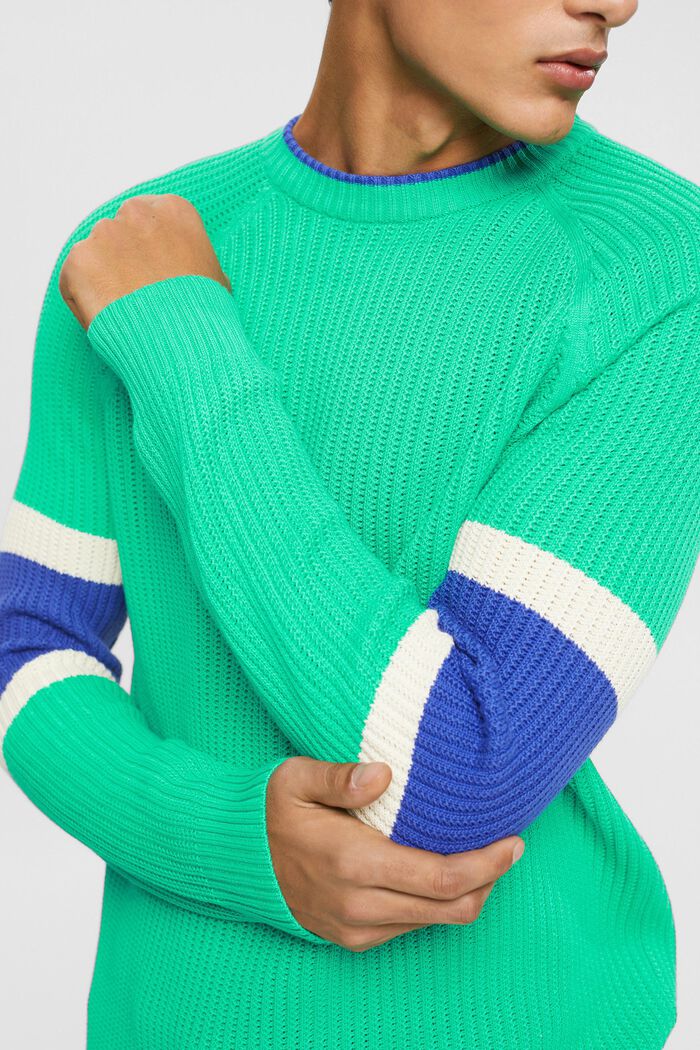 Pullover i ribstrik med stribede detaljer, LIGHT GREEN, detail image number 2