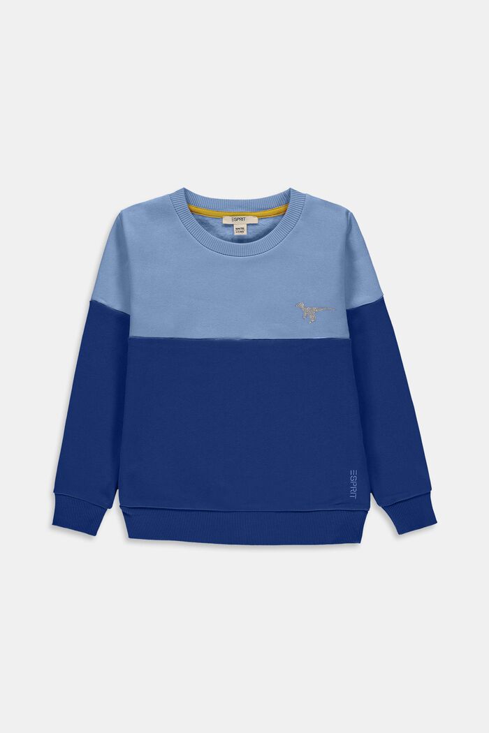 Colourblock-sweatshirt med glitterprint, BRIGHT BLUE, detail image number 0
