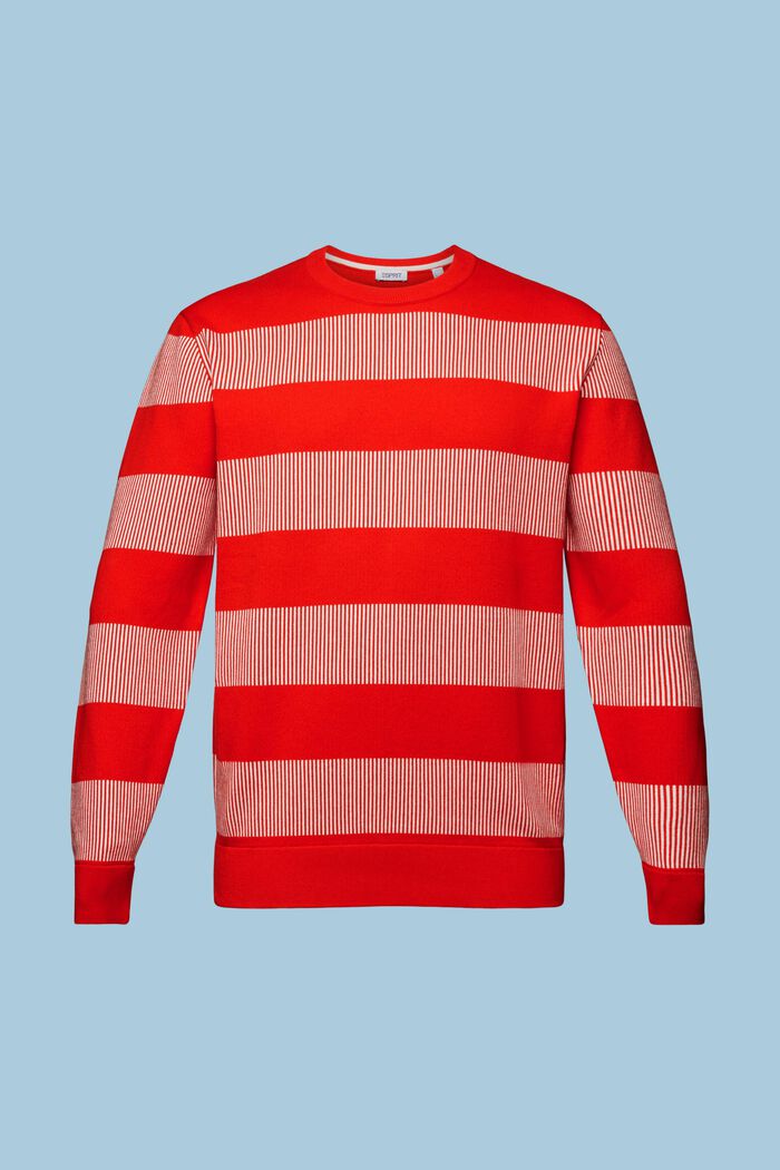 Stribet sweater i ribstrik, RED, detail image number 6