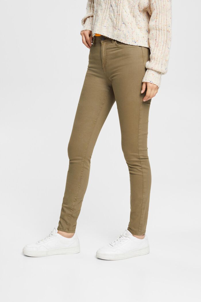 Skinny fit-bukser med mellemhøj talje, KHAKI GREEN, detail image number 0