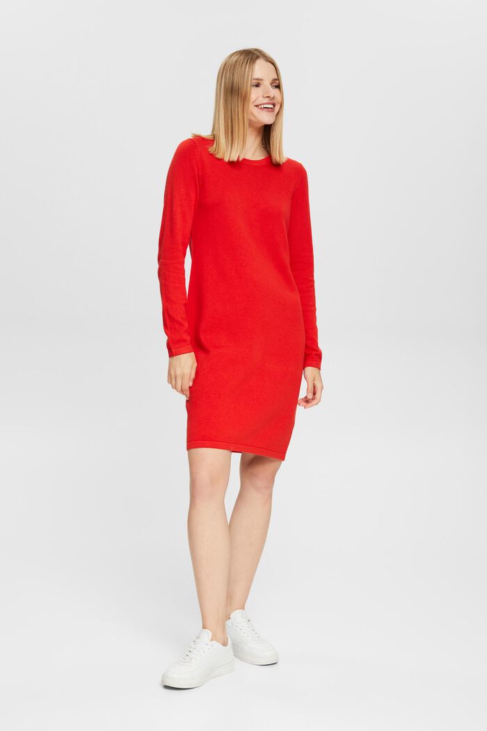 Midi-kjole i strik, ORANGE RED, detail image number 0