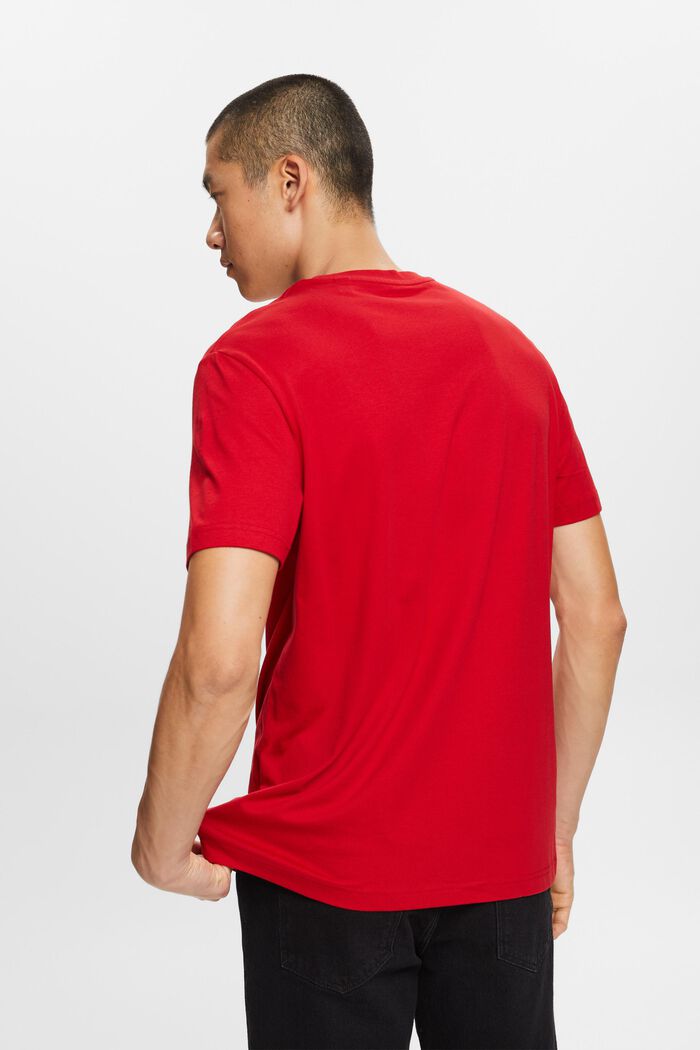 T-shirt i pima-bomuldsjersey med rund hals, DARK RED, detail image number 3