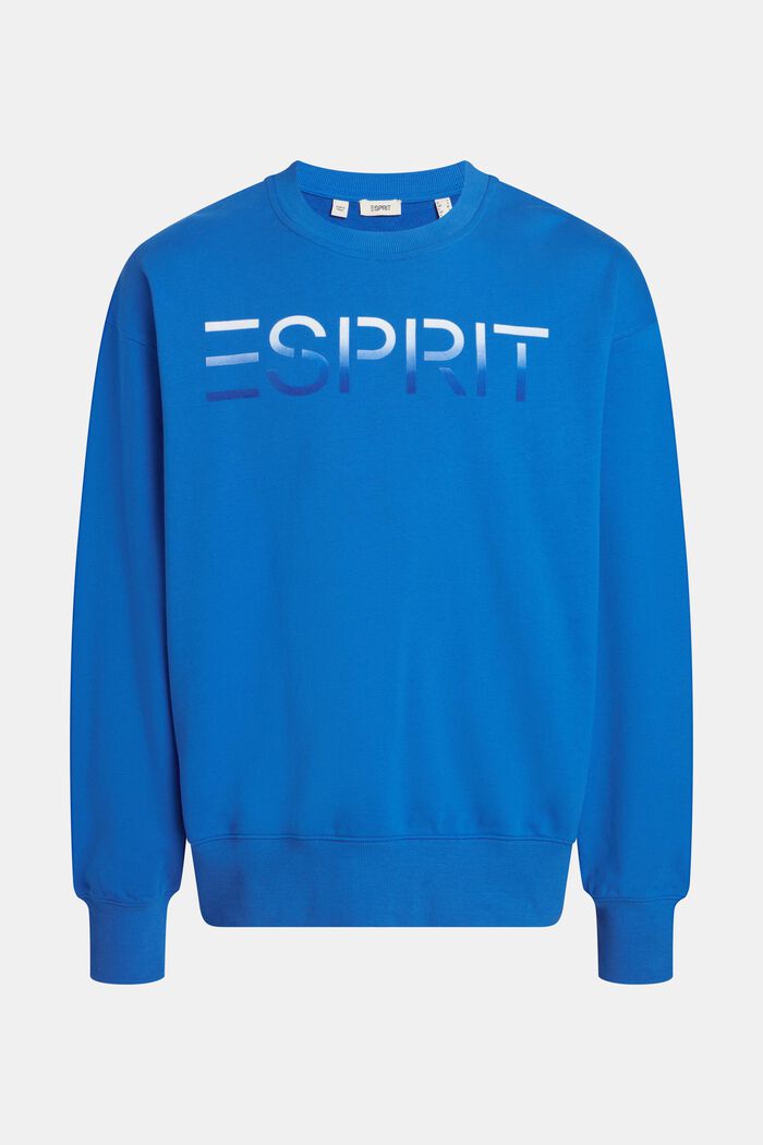 Sweatshirt med påsat logo som flockprint, BRIGHT BLUE, detail image number 4