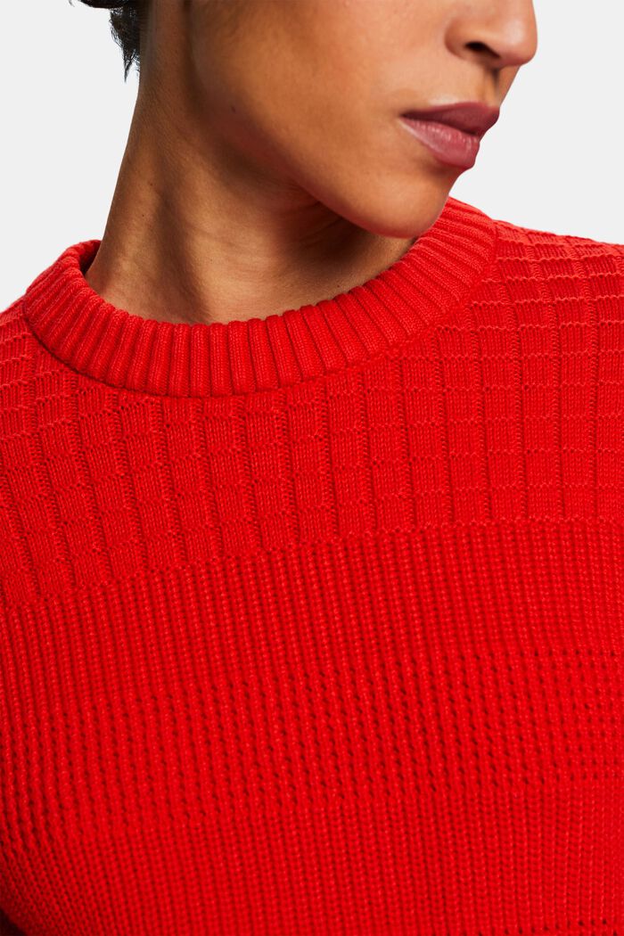 Sweater med struktur og rund hals, RED, detail image number 3