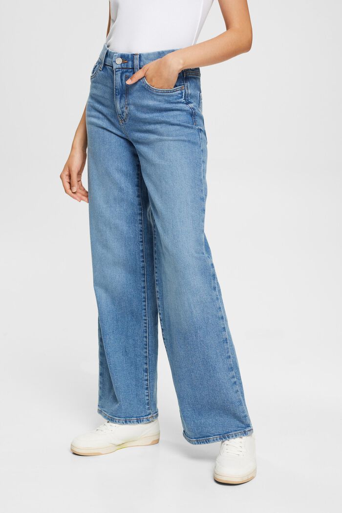 Jeans med vide ben, BLUE MEDIUM WASHED, detail image number 1