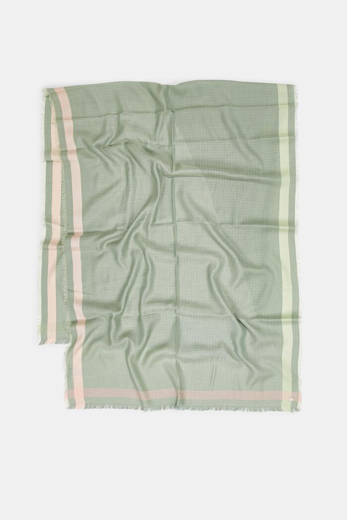 Mønstret tørklæde, LENZING™ ECOVERO™, DUSTY GREEN, detail image number 3