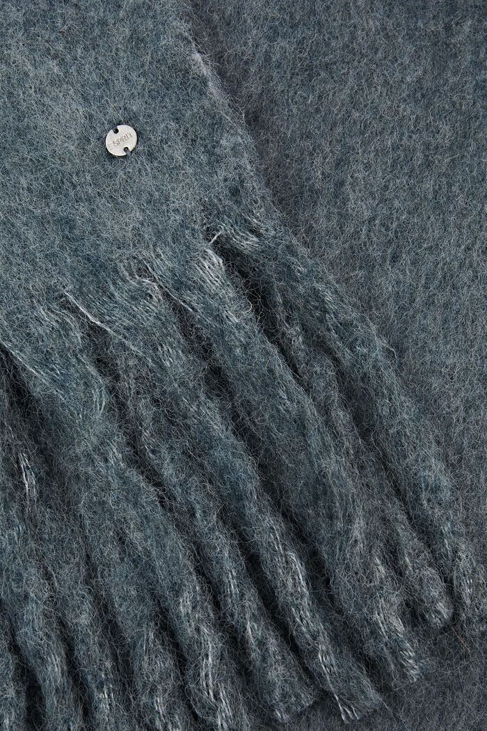 Halstørklæde i strik med frynser, PETROL BLUE, detail image number 1