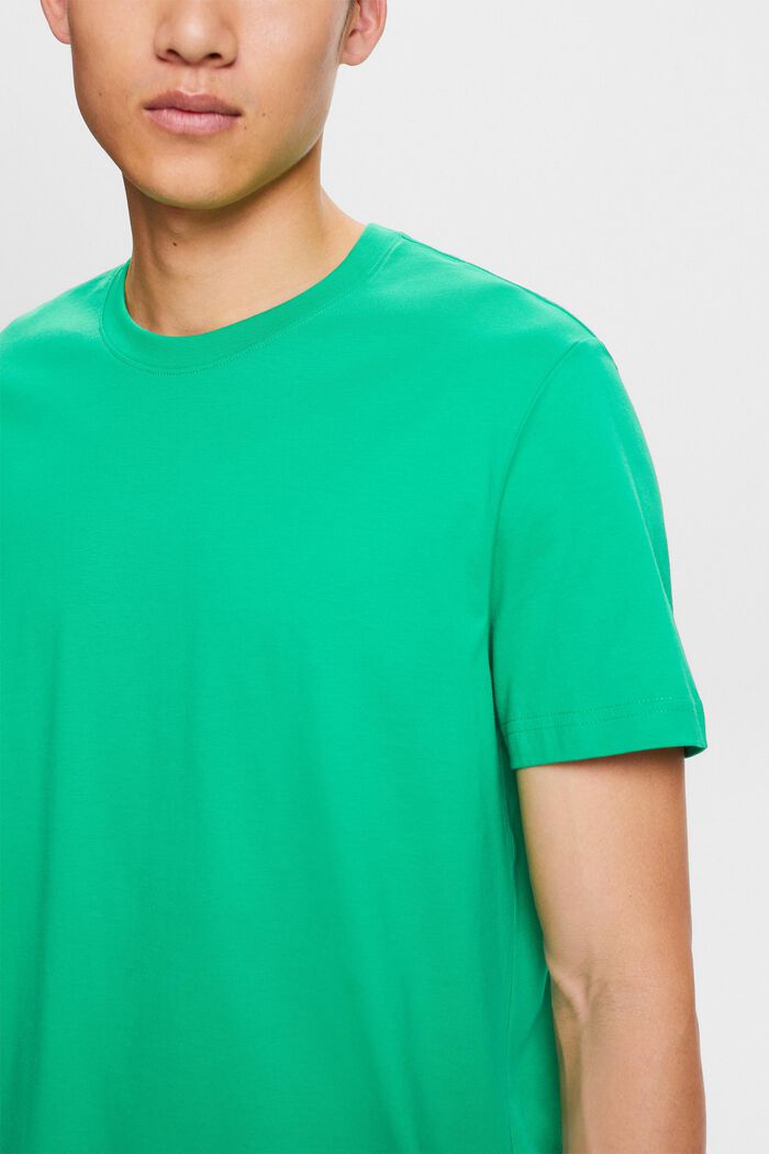 T-shirt i pima-bomuldsjersey med rund hals, GREEN, detail image number 2