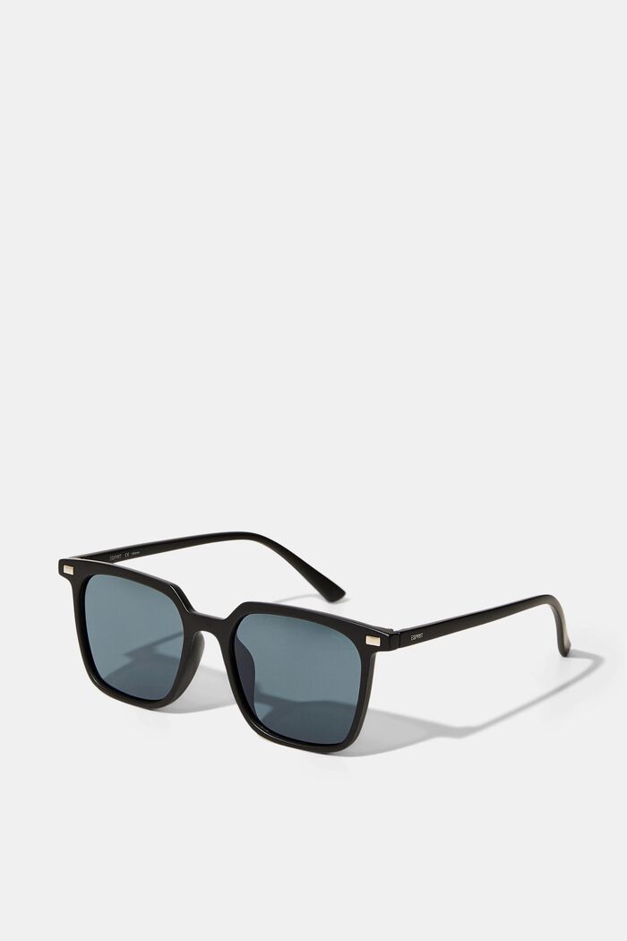 Kantede solbriller med kunststofstel, BLACK, overview