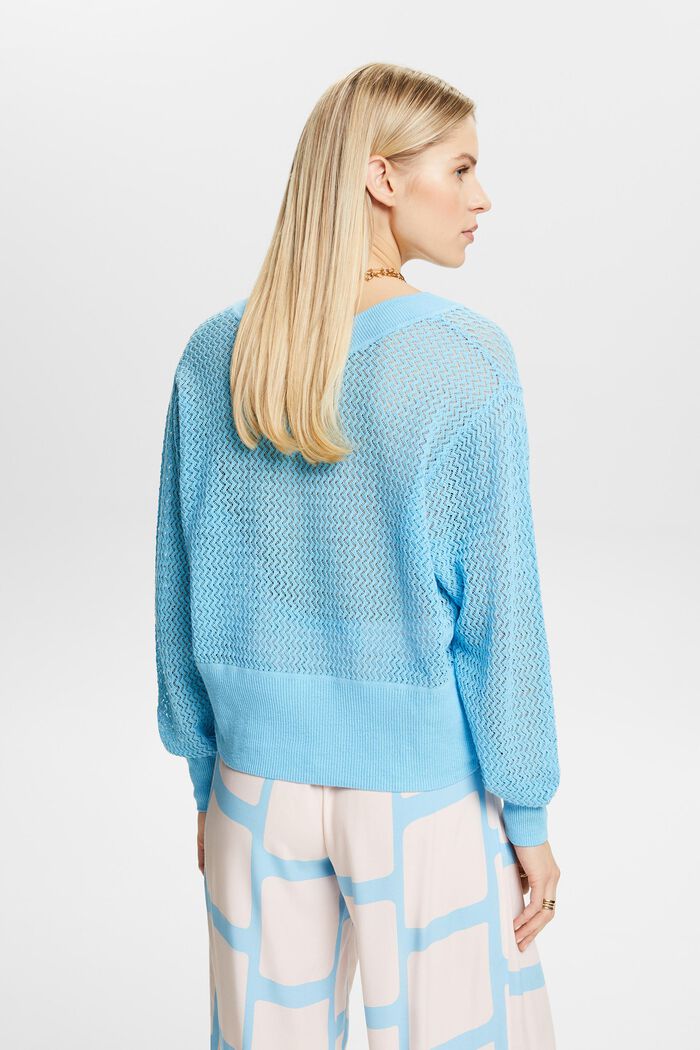 Struktureret sweater med V-hals, LIGHT TURQUOISE, detail image number 2