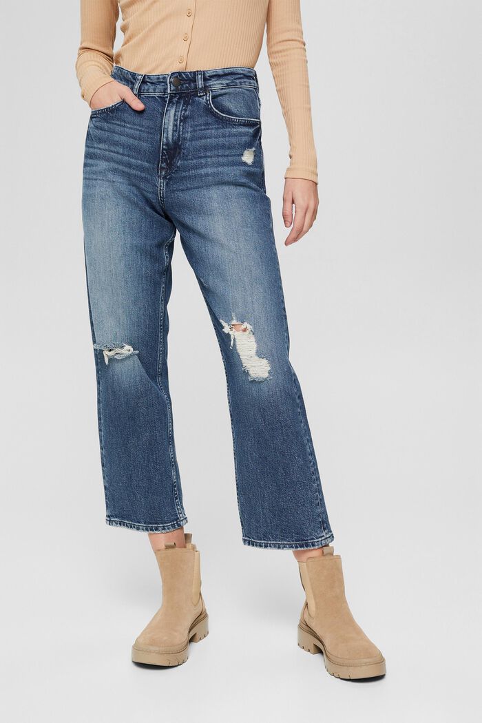 Jeans i used-look, økologisk bomuld, BLUE DARK WASHED, detail image number 0