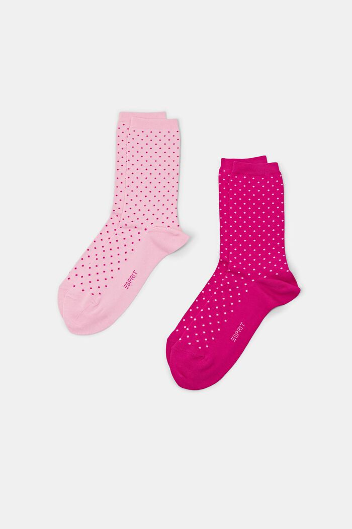2-pak polkaprikkede sokker, økologisk bomuld, ROSE / PINK, detail image number 0
