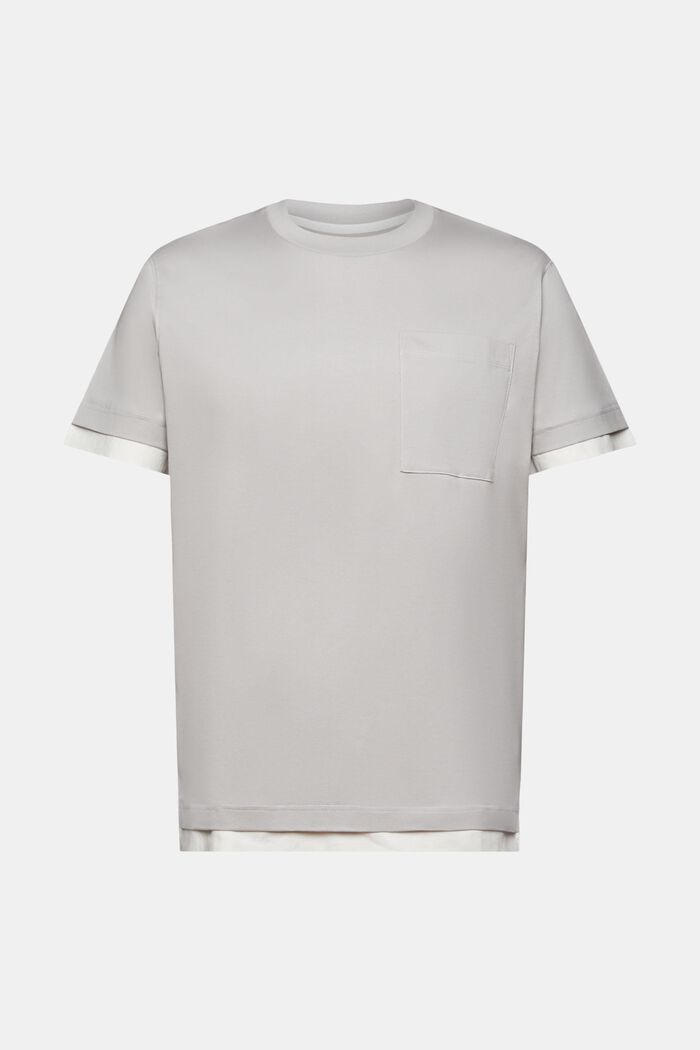T-shirt m. rund hals, lag på lag-look, 100% bomuld, LIGHT GREY, detail image number 6