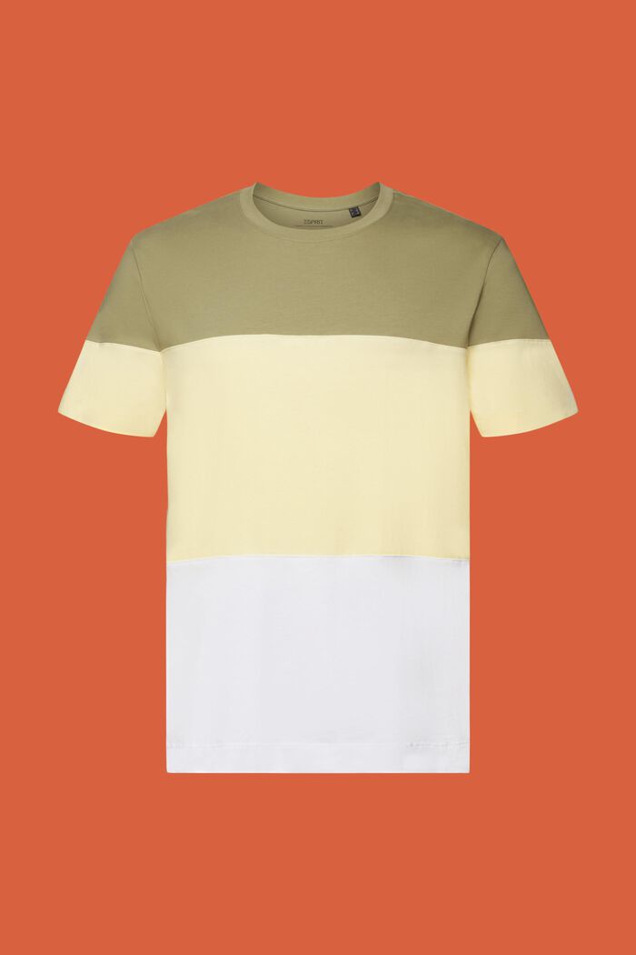 T-shirt med farveblok, 100 % bomuld, LIGHT KHAKI, detail image number 5