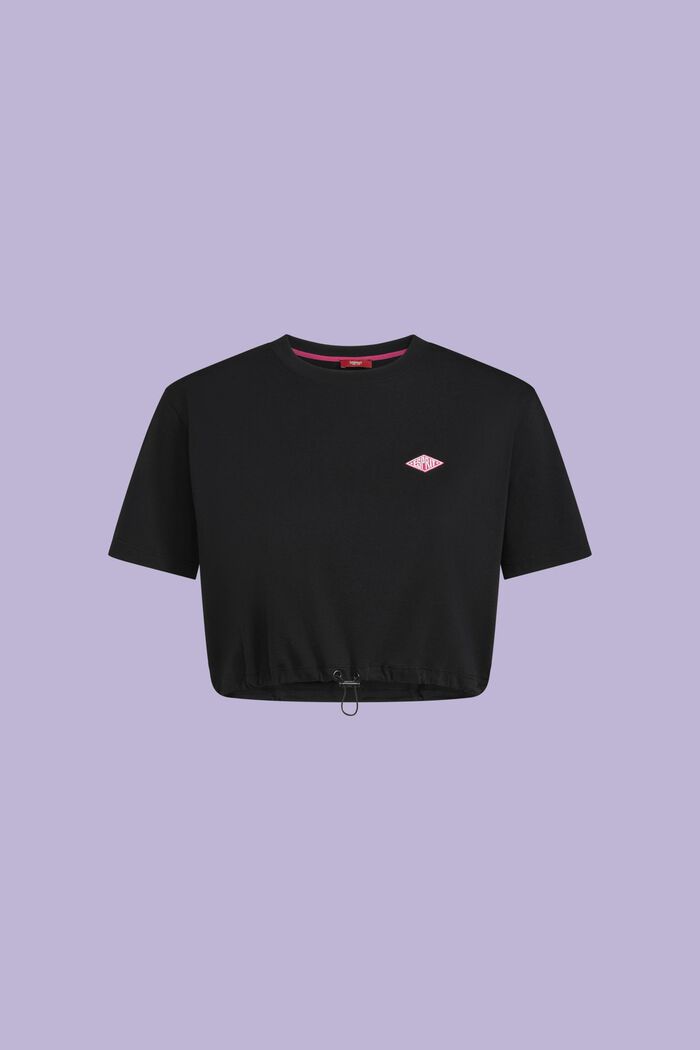 Cropped T-shirt i bomuldsjersey med logo, BLACK, detail image number 5