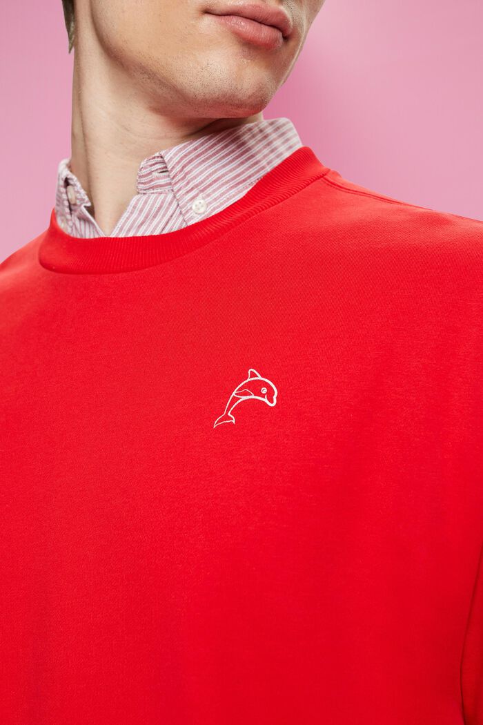 Sweatshirt med lille delfinprint, ORANGE RED, detail image number 2
