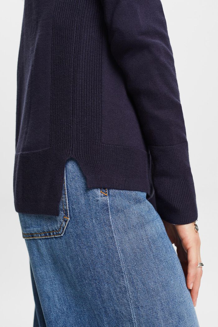 Sweater med V-hals, NAVY, detail image number 4