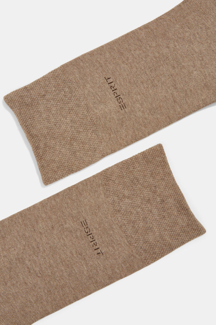 Pakke med 2 par sokker med blød kant, økologisk bomuldsblanding, NUTMEG MELANGE, detail image number 1