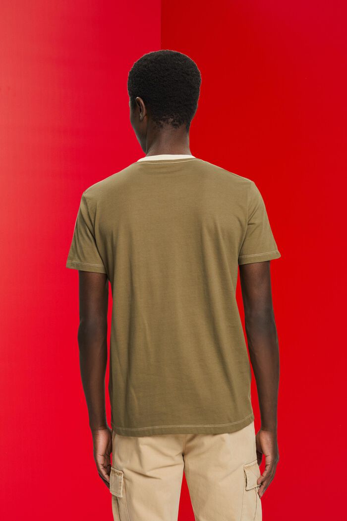Tofarvet T-shirt i bomuld, LIGHT TAUPE, detail image number 3