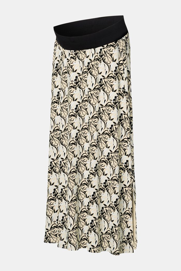 Lang nederdel med blomstret mønster, GUNMETAL, overview