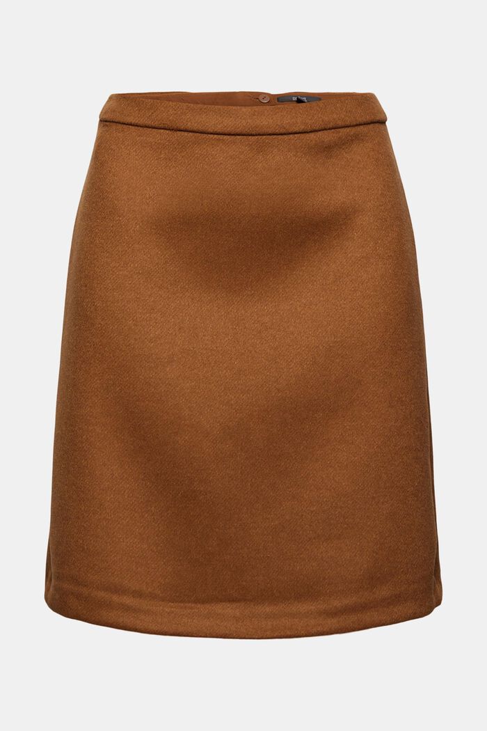 Med uld: A-formet, kort nederdel, TOFFEE, detail image number 0