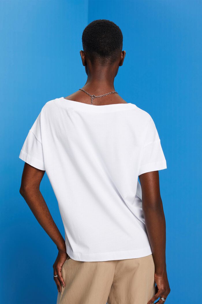 T-shirt med broderi, TENCEL™, WHITE, detail image number 3