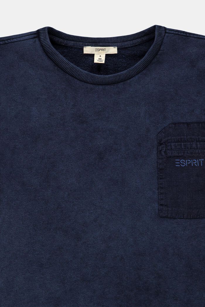 Sweatshirt med lomme, BLUE DARK WASHED, detail image number 2