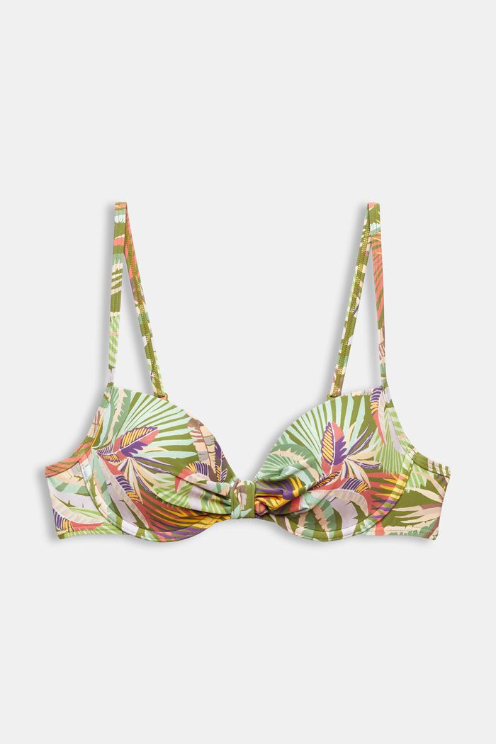 Polstret bikinitop med bøjle og print, DARK GREEN, detail image number 5
