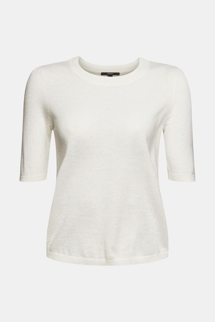 Med uld/alpaka: pullover med korte ærmer, OFF WHITE, detail image number 5
