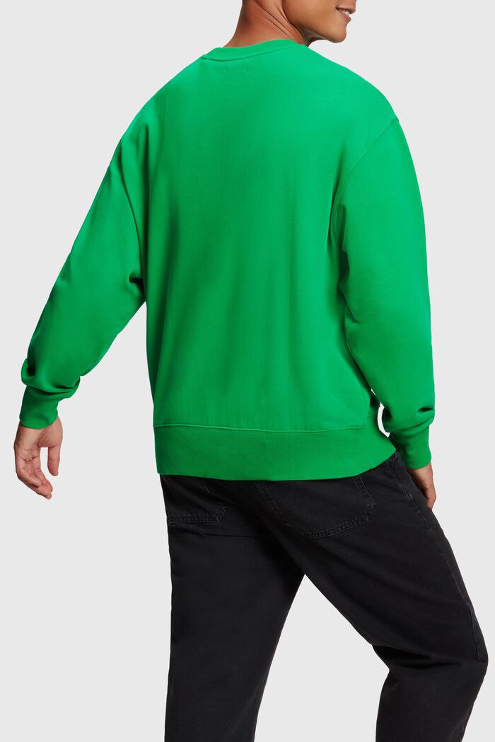 Sweatshirt med mat og glansfuld logoapplikation, GREEN, detail image number 1