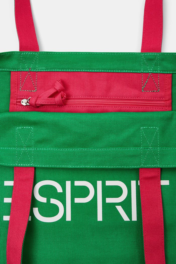 Shoppingtaske i canvas med logo, GREEN, detail image number 4