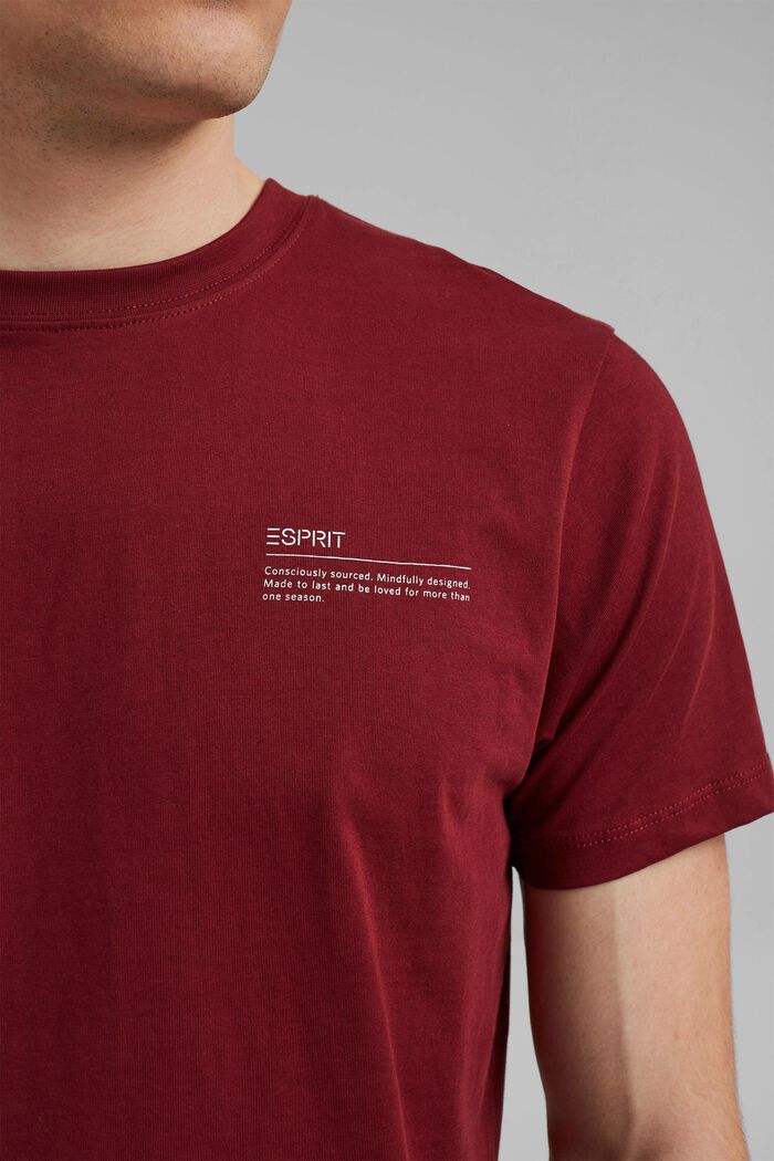 T-shirt i jersey med print, 100% økologisk bomuld, GARNET RED, detail image number 1